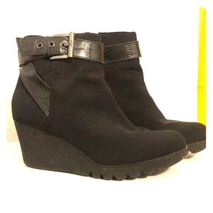 Black Wedge Strappy Ankle Booties